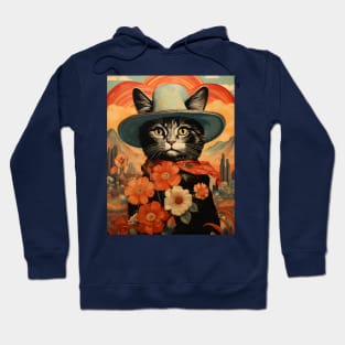 Retro Vintage Cowboy Kitty Cat - Whiskered Wild West Adventure Hoodie